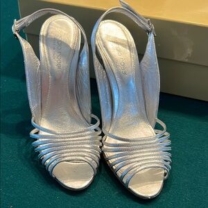 Sergio Rossi Silver Stiletto Heels with Slingback